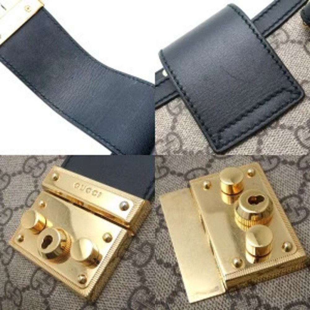 Gucci Supreme Shoulder Ebony Collection Cruise Beige Leather Bag Canvas GG - Picture 6 of 9